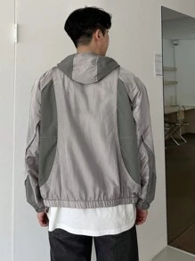 DAZY Chaqueta de hombre de otoño con diseño de color block en gris