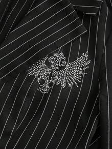 ROMWE Grunge Punk 哥特朋克摇滚水钻骷髅翅膀十字翻领低胸衬衫