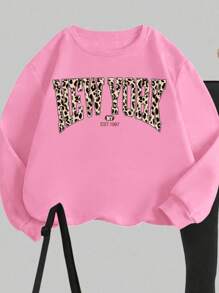 SHEIN Set de 2 piezas de sudadera con capucha de manga larga y pantalones largos informales para niña preadolescente, apto para otoño/invierno