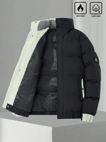 Manfinity Homme Men's Plain Simple Daily Long Sleeve Padded Coat - Black - View 6