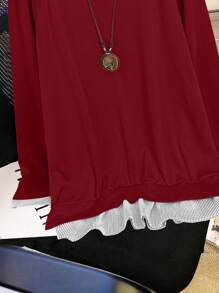 INAWLY 女士休闲拼布长袖套头衫，运动休闲装，秋冬