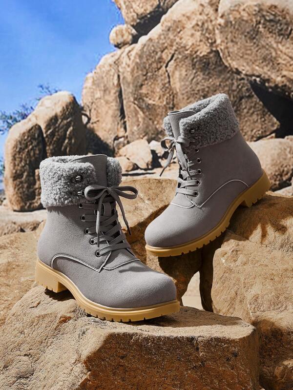 OUTDOORSY Women's Fashionable Lace-Up Thermal Lined Ankle Boots, Suitable For Autumn & Winter For Christmas And New Year Holiday