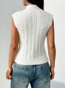 Chiquease Dames effen kraag mouwloos minimalistisch gebreid vest, casual voor dagelijks gebruik