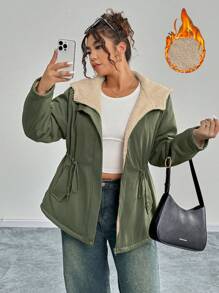 Calvaya Chaqueta con capucha y forro térmico informal de talla grande