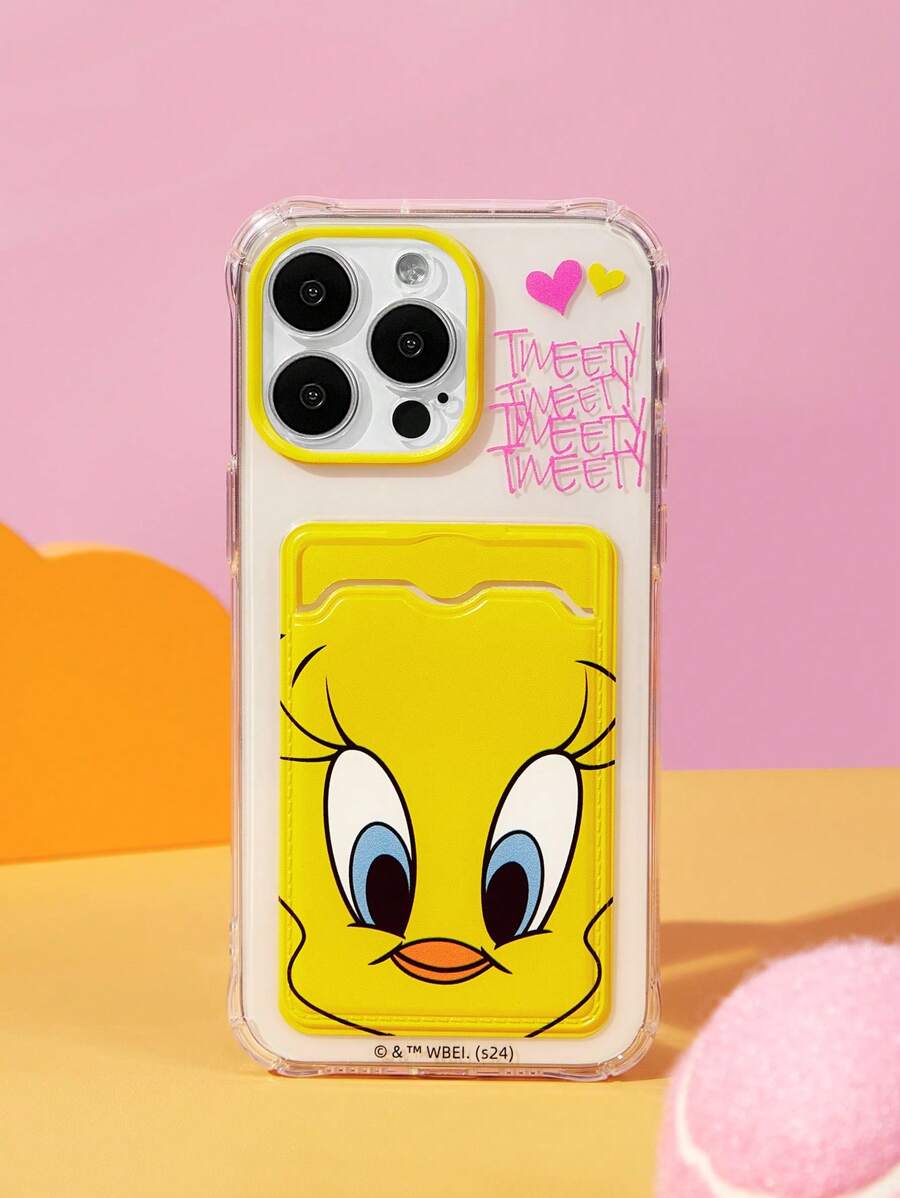 LOONEY TUNES X SHEIN Cartoon Pattern Card-Wrapped Fashion Phone Case, Compatible With IPhone - Clear - View 1