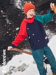 SHEIN 青少年男童冬季抓绒撞色插肩袖卫衣 - 彩色 - 查看 4