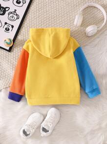 SHEIN Girls' Colorblock Plush Fleece Warm Jacket