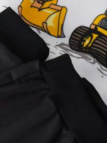 Juego de 6 piezas de ropa deportiva casual para niños pequeños con estampados de oso, dinosaurio y excavadora de dibujos animados, que incluye sudadera y pantalones, adecuado para uso diario, escuela, viajes, deportes, primavera y otoño