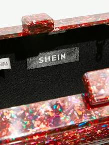SHEIN SXY Túi xách cầm tay Acrylic nhiều màu đơn giản thời trang dành cho nữ, Túi xách cầm tay Acrylic nhiều màu, Quý cô, Phụ nữ, Tiệc cocktail, Tiệc tùng, Vũ hội, Câu lạc bộ, Hẹn hò, Sinh nhật, Buổi tối, Đêm hẹn hò, Túi xách buổi tối, Quà tặng Valentine sang trọng - Đỏ - Xem 6
