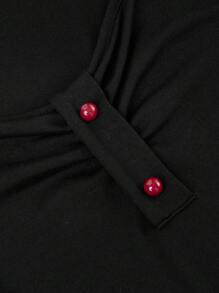 SHEIN Clasi Vestido sexy de talla grande para mujer con unicolor y parches para Halloween
