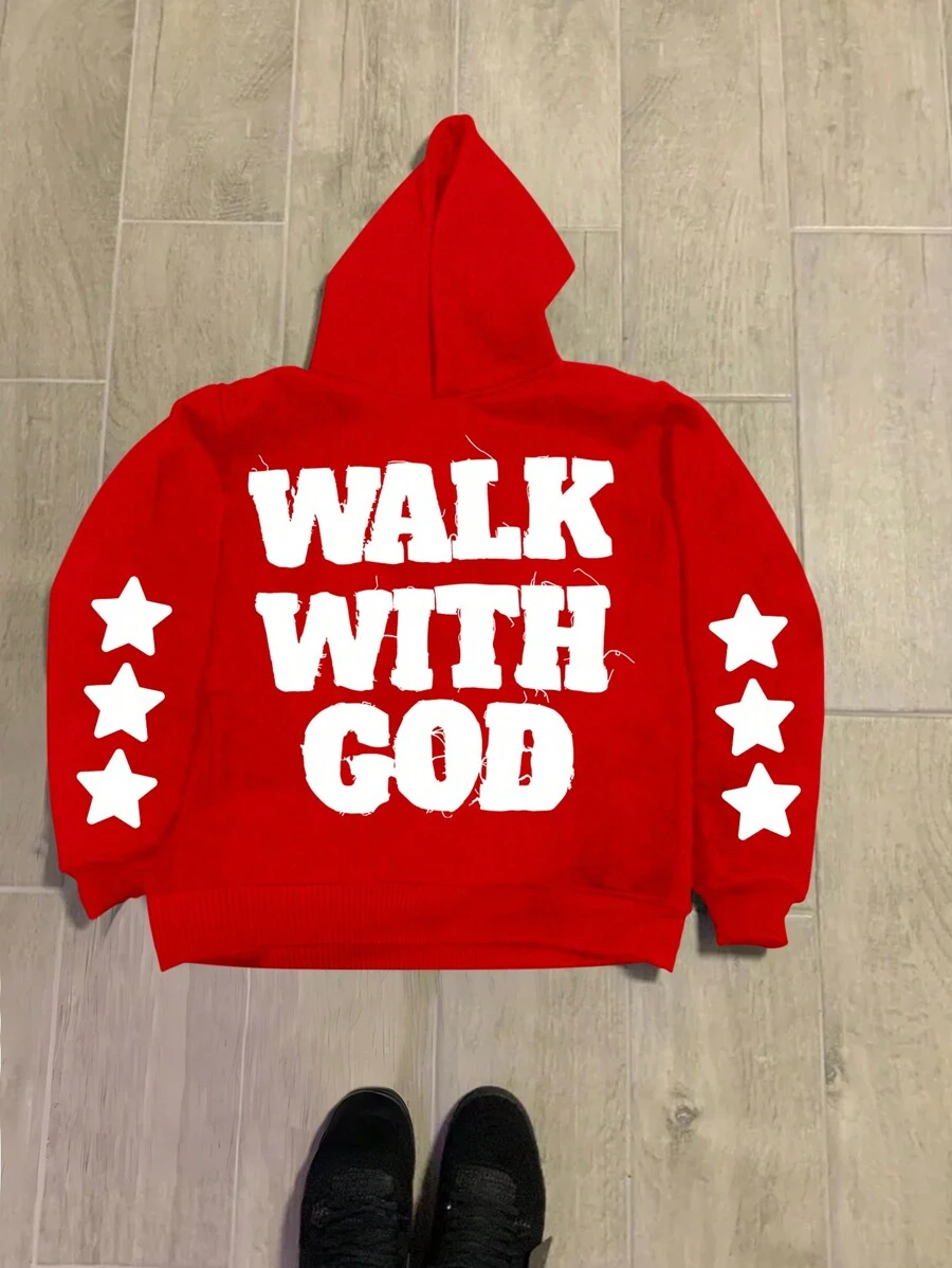 INAWLY Sudadera con capucha informal para mujer con estampado de letras y estrellas para otoño, para uso diario