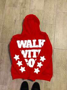 INAWLY Sudadera con capucha informal para mujer con estampado de letras y estrellas para otoño, para uso diario