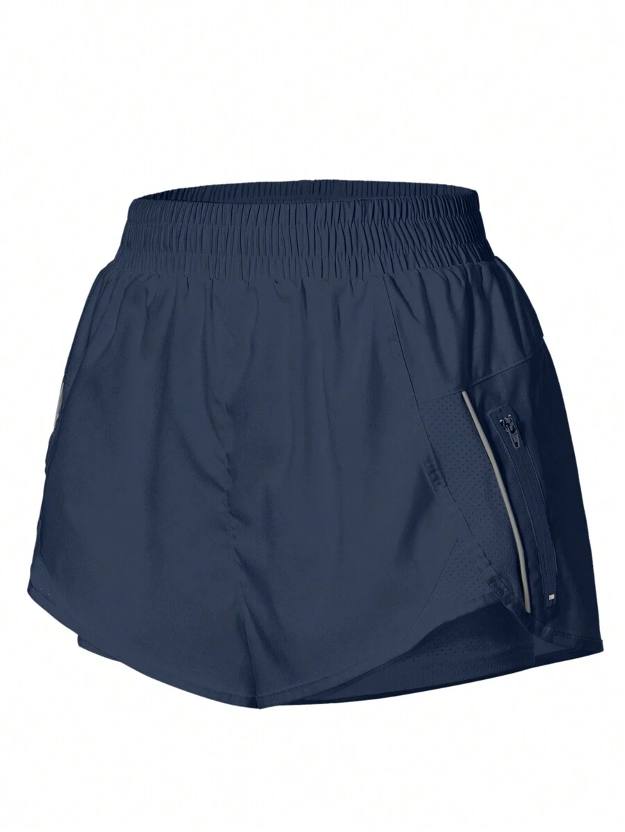 Gameset SHEIN Sport Quần short thể thao tối giản cạp chun cho nữ, mặc thường ngày, quần short tập gym, quần short đi xe đạp - Màu xanh hải quân - Xem 1