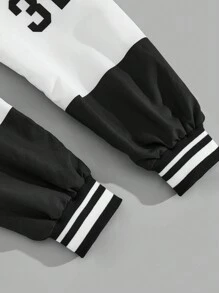 Manfinity VCAY Plus Size Men's Loose Woven Long Sleeve Baseball Jacket, Race Car Street Wear Graphic Color Block Lightweight Jacket, For Friends, Husband, Boyfriend Gifts, For Fall Winter - Multicolor - View 7