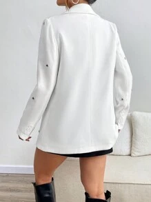 SHEIN LUNE Bộ vest thời trang trang trí trái tim cho nữ, mùa thu - trắng - Xem 2