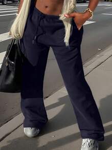 INAWLY Women's Casual Sports Drawstring Waist Loose Sweatpants Graduation,Back To School Outfits,Graduation,Teacher Outfits For Women,Back To School - Navy Blue - View 1