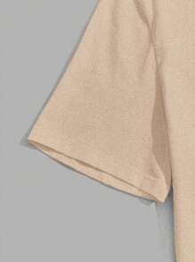 RueChic Men Letter Printed Regular T-Shirt & Pants Set - Beige - View 5