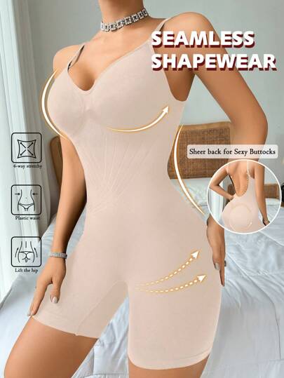 1 pieza Corsé sin costuras para mujer que moldea la cintura y levanta el trasero con tirantes y espalda descubierta, ropa interior moldeadora sexy