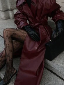 DAZY 女士蕾丝蝴蝶结黑色连裤袜 - 黑色 - 查看 6