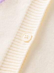 SHEIN Young Girls Sweater Co-Ord Set, Cute & Casual Style Fluffy Heart Pattern Knit Sweater & Skirt 2 Pieces Outfit, Fashionable & Adorable For Girls, Suitable For Commuting, Everyday Wear, And Outings, Autumn/Winter - Apricot - View 4