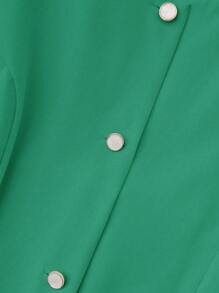 SHEIN LUNE 1 件女式单排扣优雅工作西装外套，纯色，长袖，秋季 - 綠色 - 查看 4