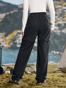 In My Nature Women's Casual Letter Print Drawstring Waist Outdoor Long Pants - Black - View 7