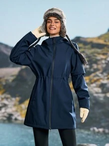 In My Nature sweat-shirt à capuche zippé sur le devant de couleur unie pour femmes, porté quotidien et décontracté