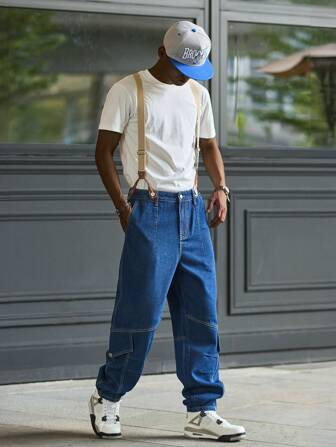 Manfinity Hypemode Erkek Günlük Yıkanmış Kot Salopet