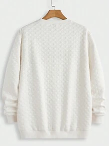 Manfinity RelaxMax Chándal informal de hombre con sudadera de cuello redondo de manga larga con estampado de letras y pantalón cargo, otoño