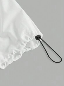 Manfinity VCAY 男士梭织时尚休闲宽松纯色松紧腰直筒长裤 - 白色 - 查看 4