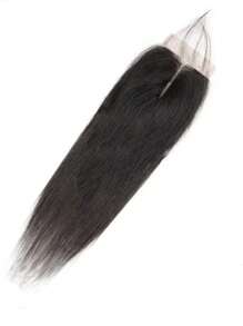 2x6 透明蕾丝闭合人发，带婴儿头发，直发，深中分直发闭合人发，自然发际线，女性预拔 - Natural Black - 查看 3