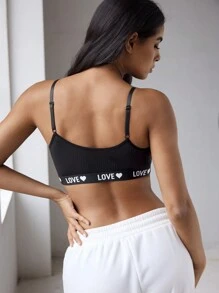 EasyFave Women's Fashion Sporty Comfy Letter Band Sports Bra