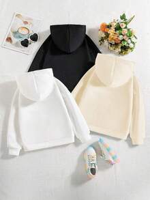 女童休闲保暖长袖卫衣，卡通笑脸印花，秋冬季 - 彩色 - 查看 2