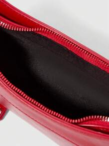 ROMWE Grunge Punk 1pc Women Punk Style Red Crossbody Crescent Bag, Angola Red Color With Rivet Decor - Red - View 3