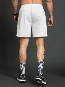 Gym Rark Shorts deportivos de cintura elástica con estampado de figura y letra, estilo novio, color gris - Gris - Ver 2