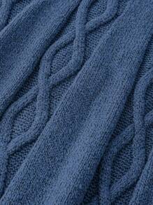 SHEIN LUNE Plus Size Solid Color Casual Knitted A-Line Skirt, Autumn/Winter - Dusty Blue - View 3