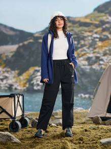 In My Nature Women's Casual Letter Print Drawstring Waist Outdoor Long Pants - Black - View 5