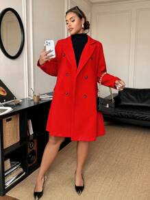 Calvaya 大码女式简约纯色宽松翻领外套，适合新年服装