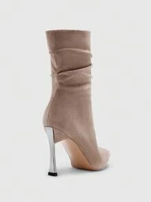 CUCCOO BIZCHIC 女士时尚高跟尖头性感紧身过膝高筒靴，黑色，适合圣诞节和新年假期氛围秋冬季 - 卡其色 - 查看 8