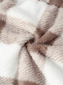 SHEIN Tween Girl Casual Plaid Front Zipper Long Sleeve Hooded Jacket - Khaki - View 8