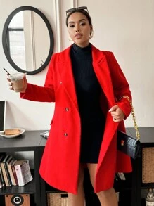 Calvaya 大码女式简约纯色宽松翻领外套，适合新年服装