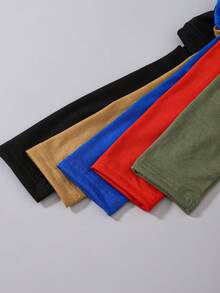 5 chiếc/gói áo thun dài tay cổ tròn màu trơn thường ngày cho bé trai - Nhiều màu - Xem 4