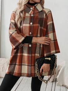 LanaWest Women's Orange-Red Plaid Jacket With Button Cuffs For New Year Clothes - Red - View 5