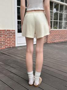 Jouncy Women's Solid Color Drawstring Waist Loose Casual Shorts - Yellow - View 6