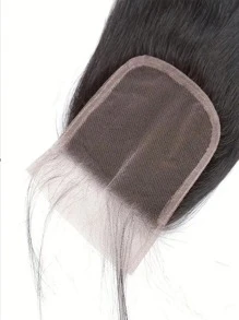 蕾丝封口 4x4 透明蕾丝封口 直蕾丝封口 人发 处女发蕾丝封口 自由部分 100% 真人接发 女士专用 预拔 自然色 - Natural Black - 查看 6