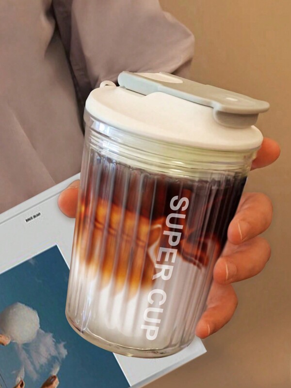 SHEIN Basic living 1 Stück Buchstaben Grafik, weiß Plastik Doppelwandig Kaffee für Outdoor