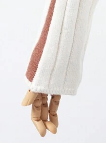 SHEIN 2pcs Set Teenage Girls Zip-Up Collar Warm Sweater & Retro Style Cargo Pants - Multicolor - View 4