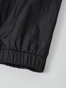 SHEIN 少女领口图案前开襟羊毛衫，甜美又别致 - 黑色 - 查看 8