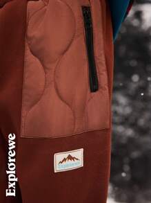 SHEIN Tween Boy Color-Block Splicing Pockets Warm Sweatpants For Autumn/Winter