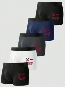 5pcs Men's Boxer Briefs With Skull Graphic Print - Multicolor - View 1